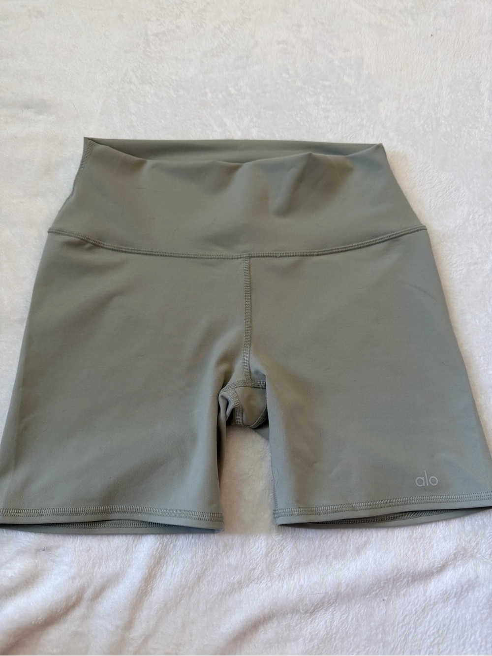 ALO Yoga High-Waist Athletic Shorts in Sage Green - Picture 2 of 2